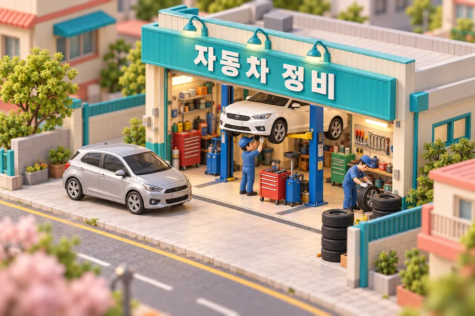 자동차 검사·정비·촉매 분야 연출 그림